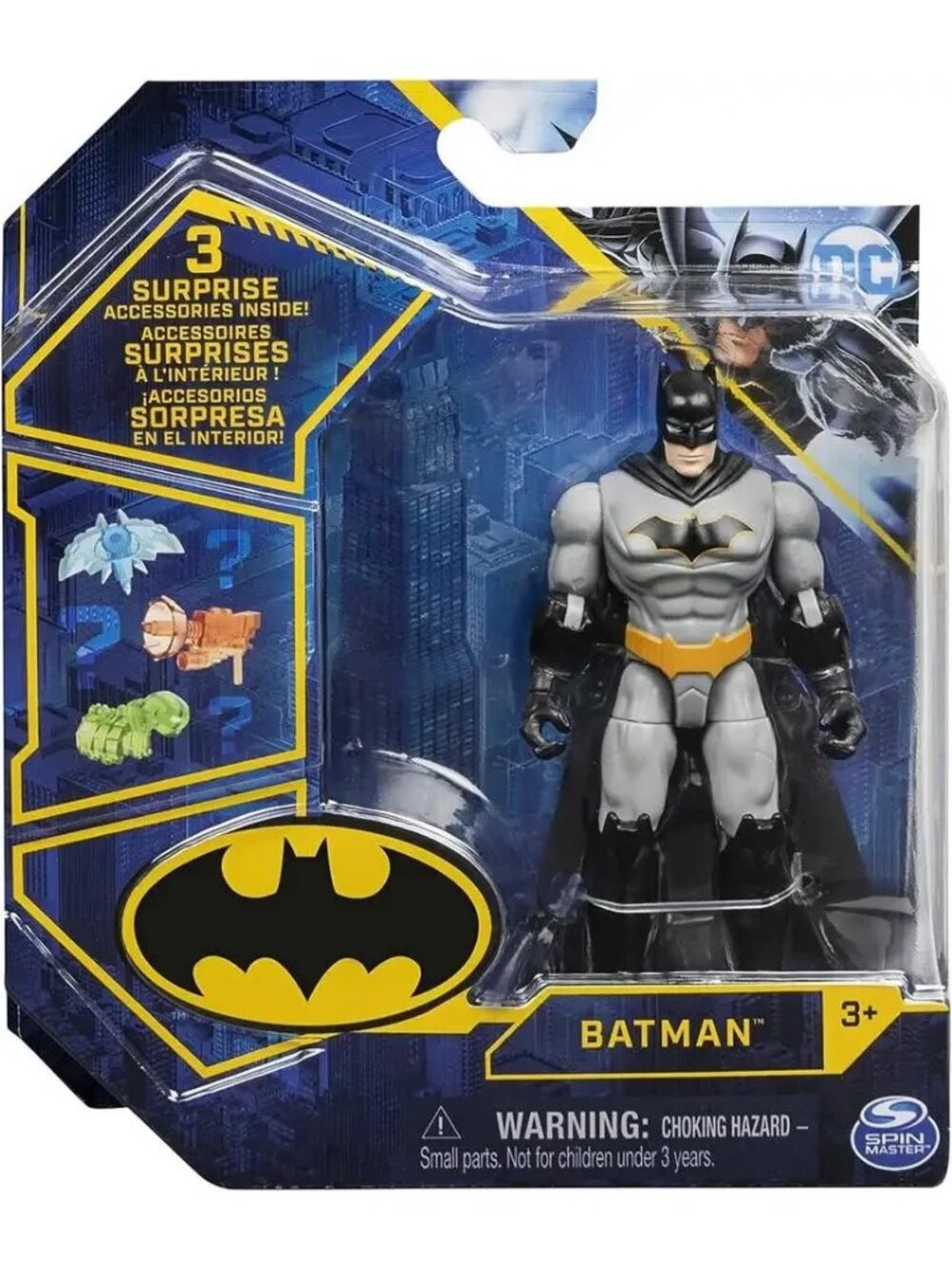 DC Comics Batman 4-inch Action Figure with 3 Mystery Accessories
